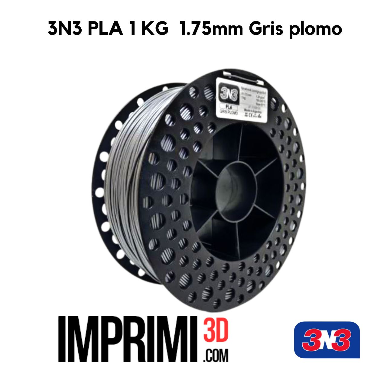 3N3 PLA 1 KG - GRIS PLOMO